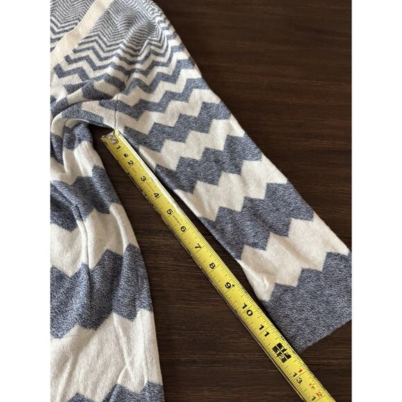 Zig Zag Cardigan Sweater Cotton Cashmere Blue White Zoe Couture M - Picture 8 of 9
